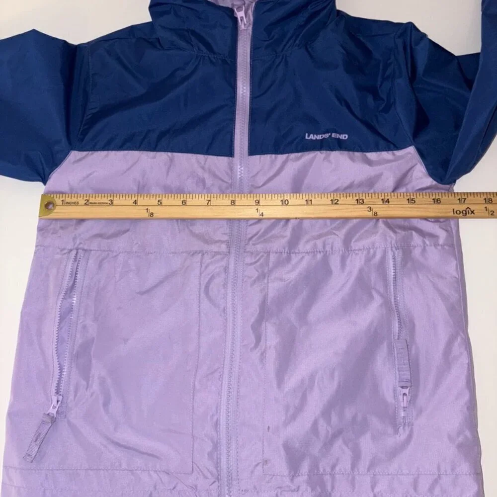 Lands End Kids Colorblock Full-Zip Hooded Jacket size S (7)